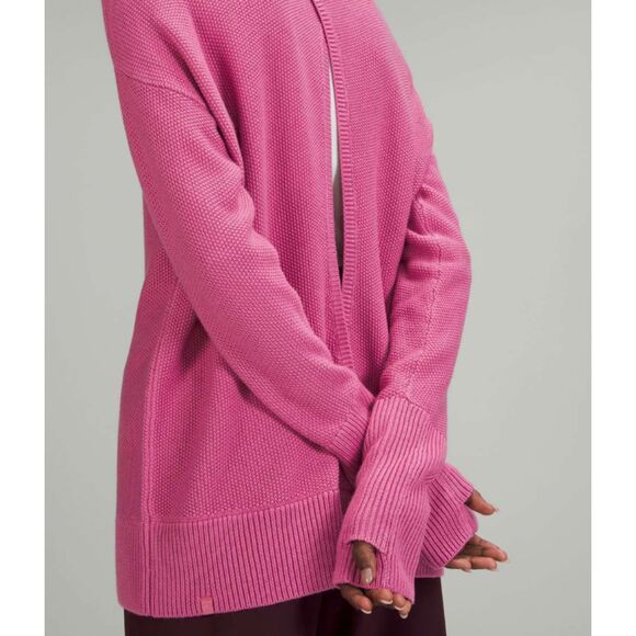 Lululemon Cashlu Cashmere Pink Crossover Back Sweater. Size 12 - Picture 5 of 6